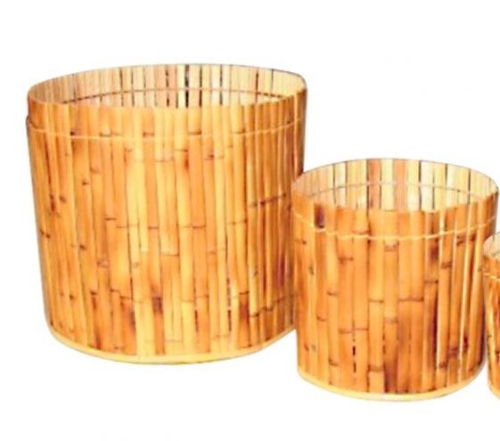 Cachepôs Lascados de Bambu - Redondos