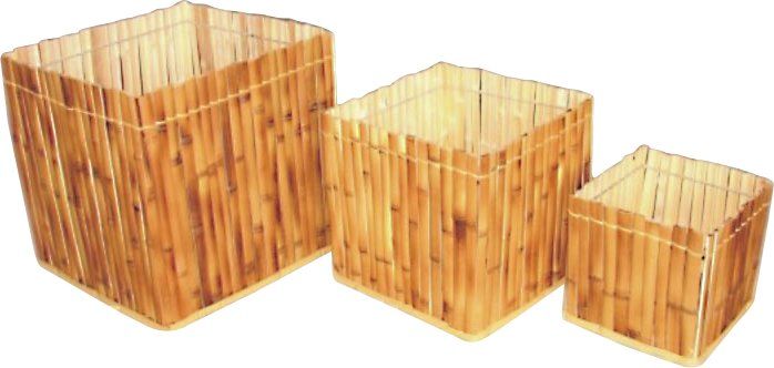 Cachepôs Lascados de Bambu - Quadrados